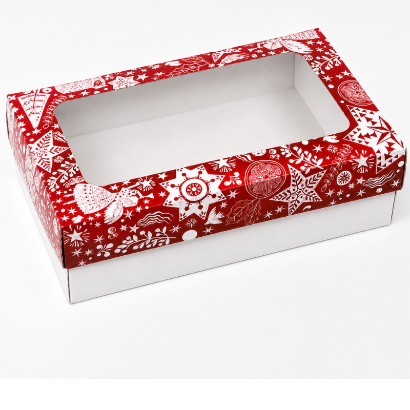 Vánoční krabička Andělské kouzlo Vánoc 25 x 15 x 5 cm na 0,75 kg cukroví – běžné dno / nepromastitelné dno