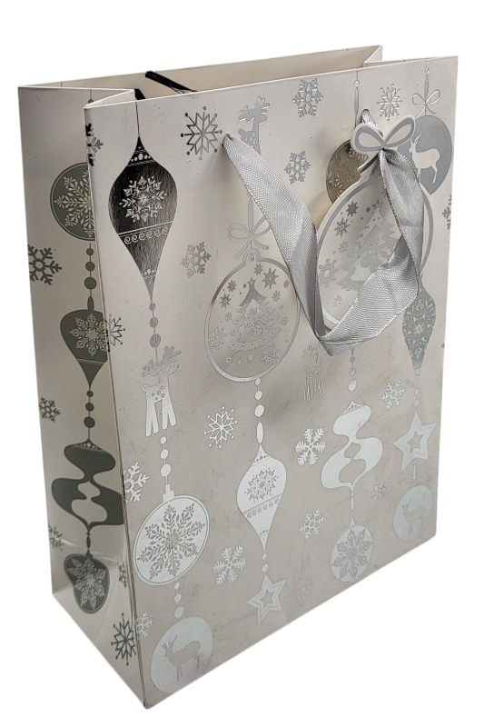 Vánoční dárková taška  ozdůbková 17,5x23,5x8 cm - energetický štítek