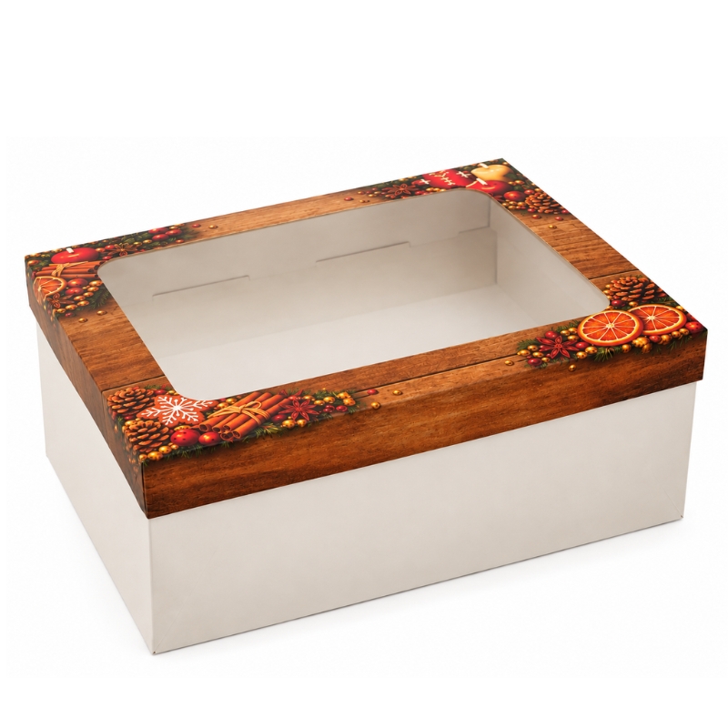 Vánoční krabička s okénkem Vůně Vánoc 3 kg 38 × 28 × 15 cm – pro dárkové balení