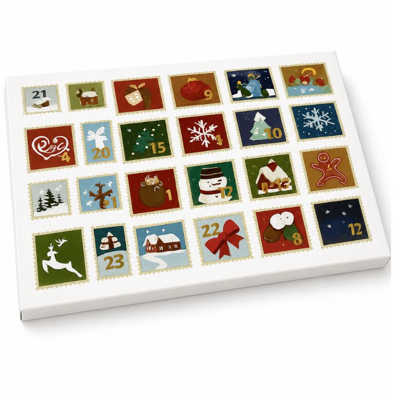 Adventní kalendář Veselý s plastovým blistrem 28 x 22 x 2 cm