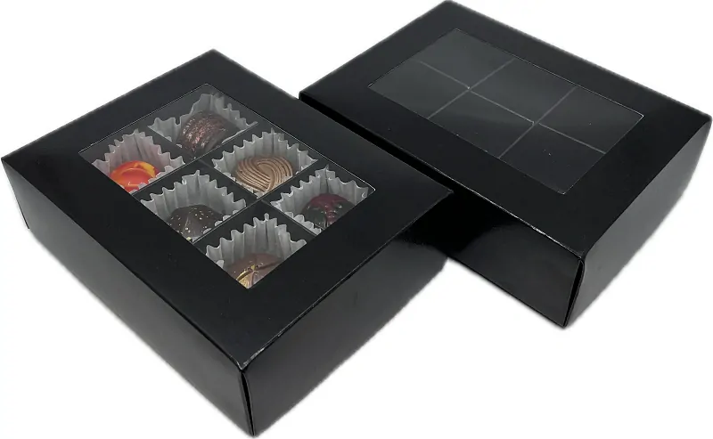 Elegantní krabička na 6 pralinek černá 14x10,5x4,2 cm