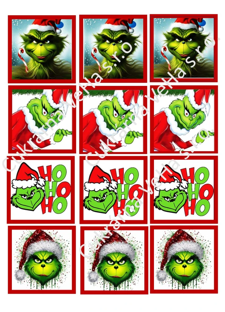 Jedlý tisk na fondánový list A4 " Grinch 4"
