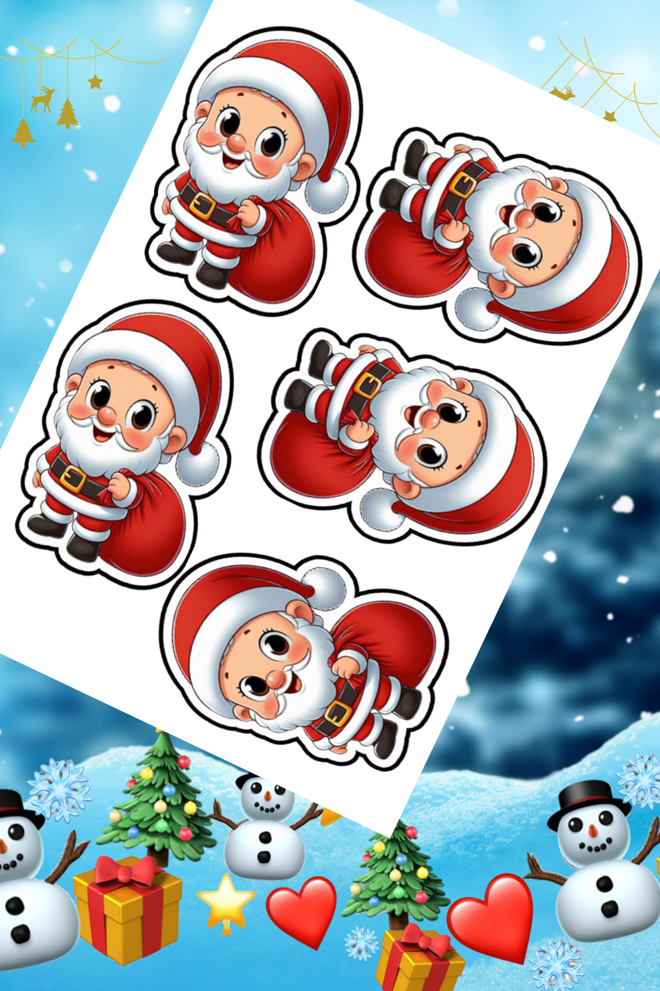 Fondánový list s výřezem: Santa Claus – 5 ks (cca 10 × 7 cm)