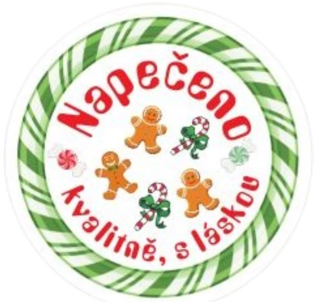 Samolepící etiketa "Napečeno s láskou" 3,5 cm