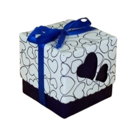 Dárková krabička v bílo modré 5x5x5 cm