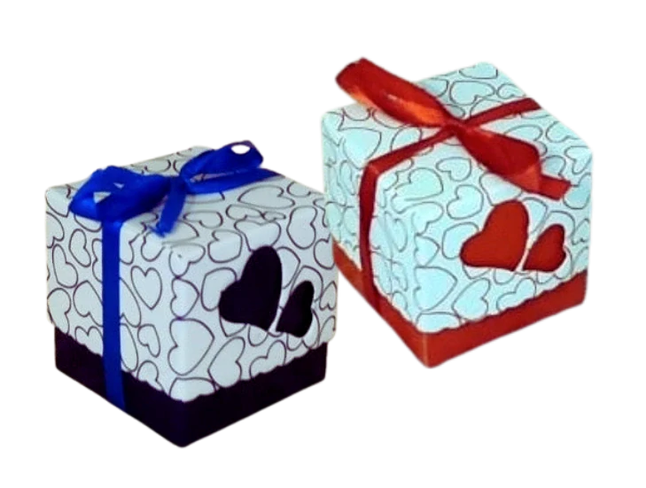 Dárková krabička v bílo modré a bílo červené barvě 5x5x5 cm
