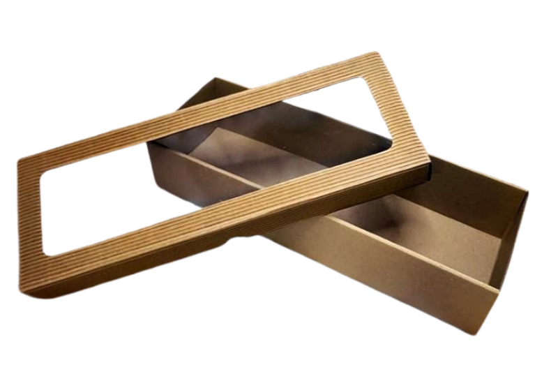 Papírová krabička s průhledným okénkem 39x13x8 cm