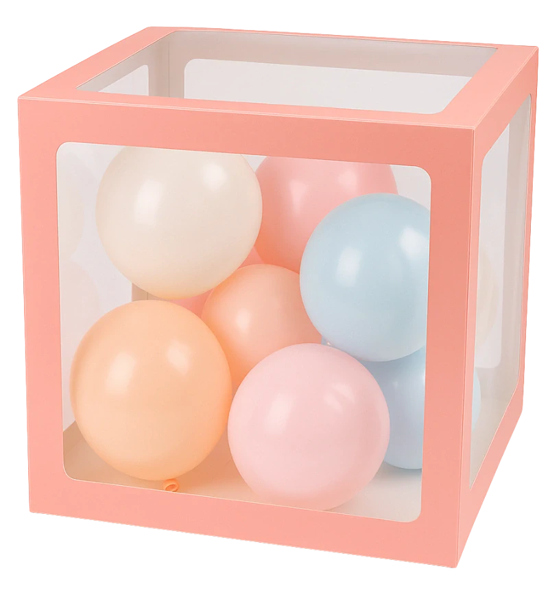 Papírová krabička na balonky růžová 30x30x30