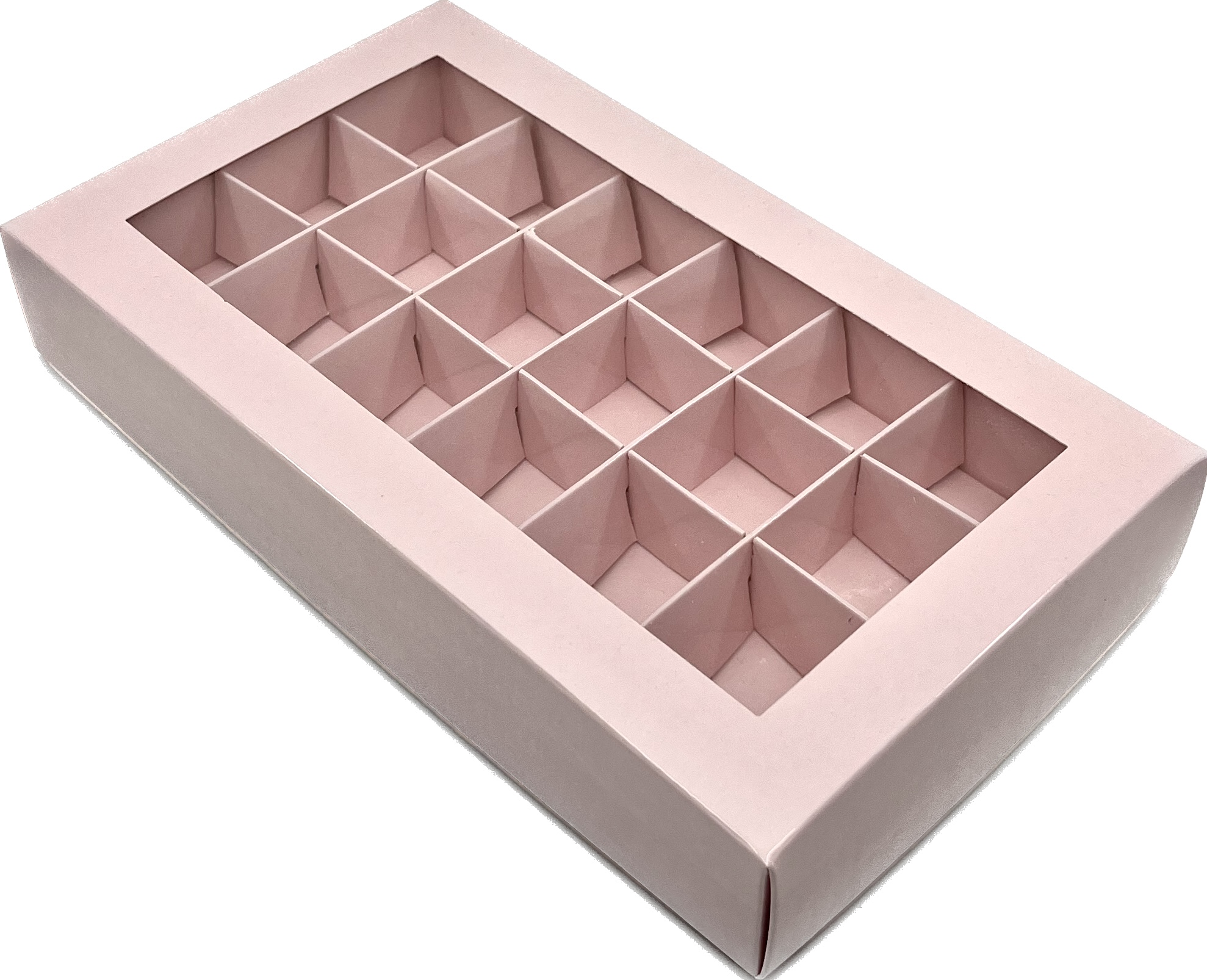 Elegantní krabička na 18 pralinek růžová 24x14x4 cm