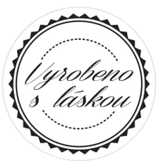 Samolepící etiketa "VYROBENO S LÁSKOU" 3,5 cm