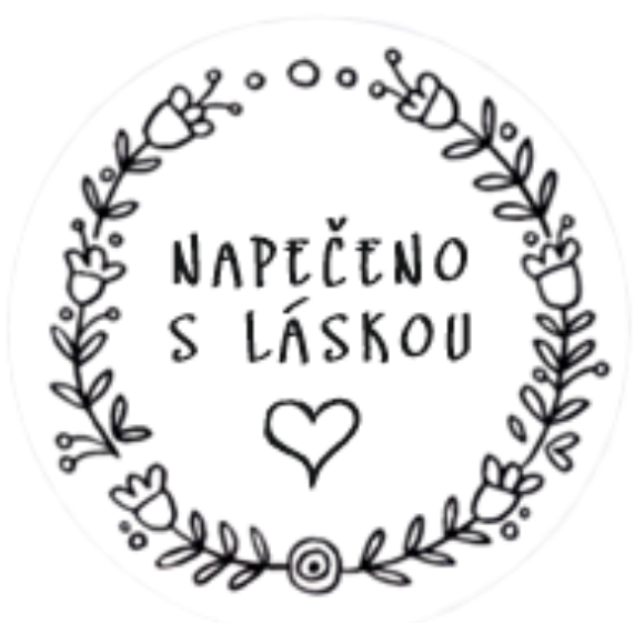 Samolepící etiketa "Napečeno s láskou I." 3,5 cm