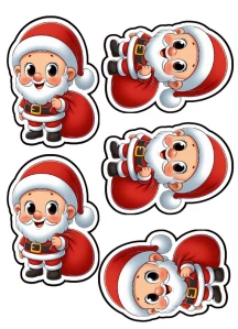 Fondánový list s výřezem: Santa Claus – 5 ks (cca 10 × 7 cm)