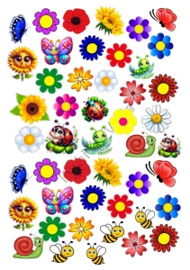 Fondánový list "Jarní drobotina "  2-4 cm 