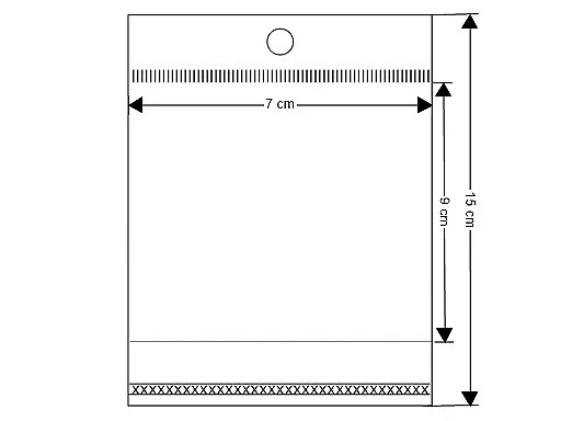 Celofánové sáčky 7x9 cm s lepicí lištou a závěsem 100ks/bal