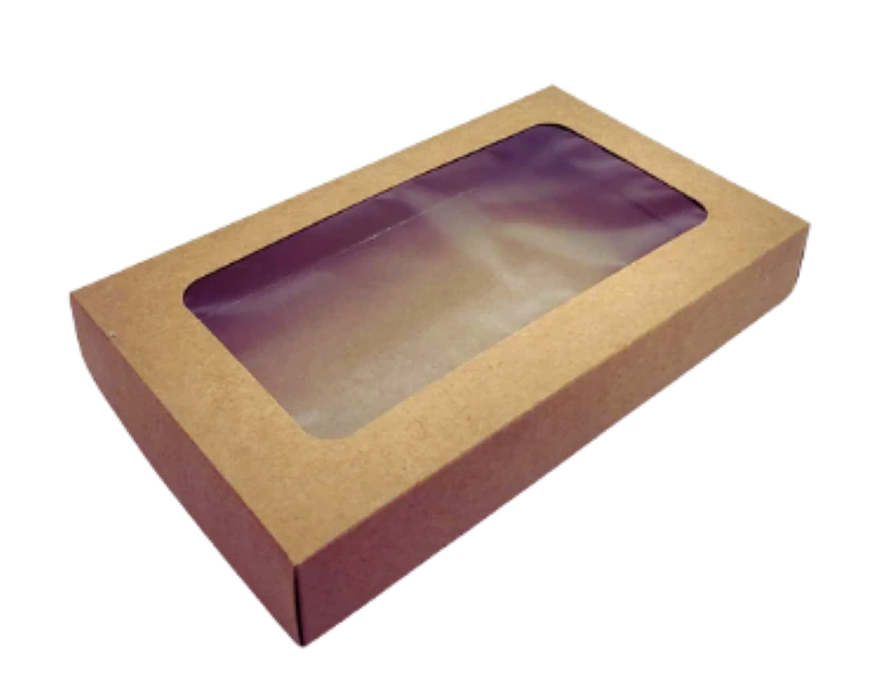 Přírodní krabička s průhledným okénkem 25x15x3,7 cm