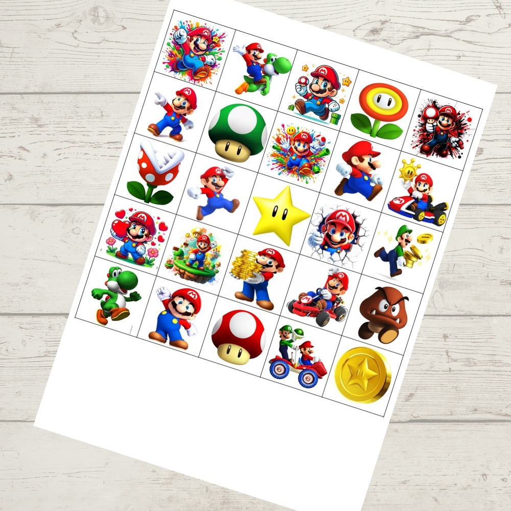 Super Mario – kostičky 5 × 5 cm (25 ks) bez výřezu