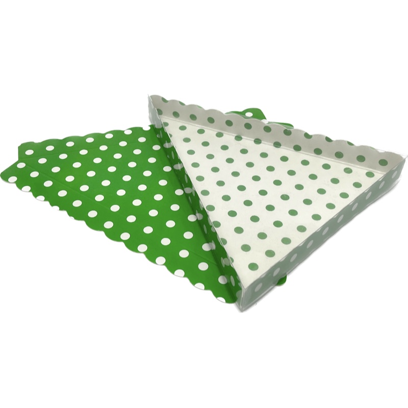 Trojúhelníková krabička s průhledným víkem 18,5 × 15,5 × 2 cm – laminovaná