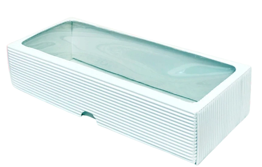 Krabička s průhledným okénkem bílá a přírodní 27x10,5x6 cm