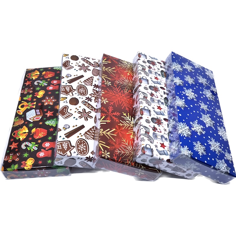 Vánoční krabička s průhledným víkem perníčková 25x10x2,5 cm