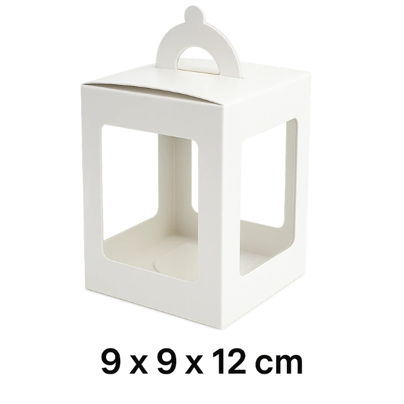 Papírová krabička s průhlednými okénky  9x9x12 cm