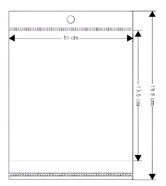 Celofánové sáčky 11x20 cm s lepicí lištou a závěsem 100 ks