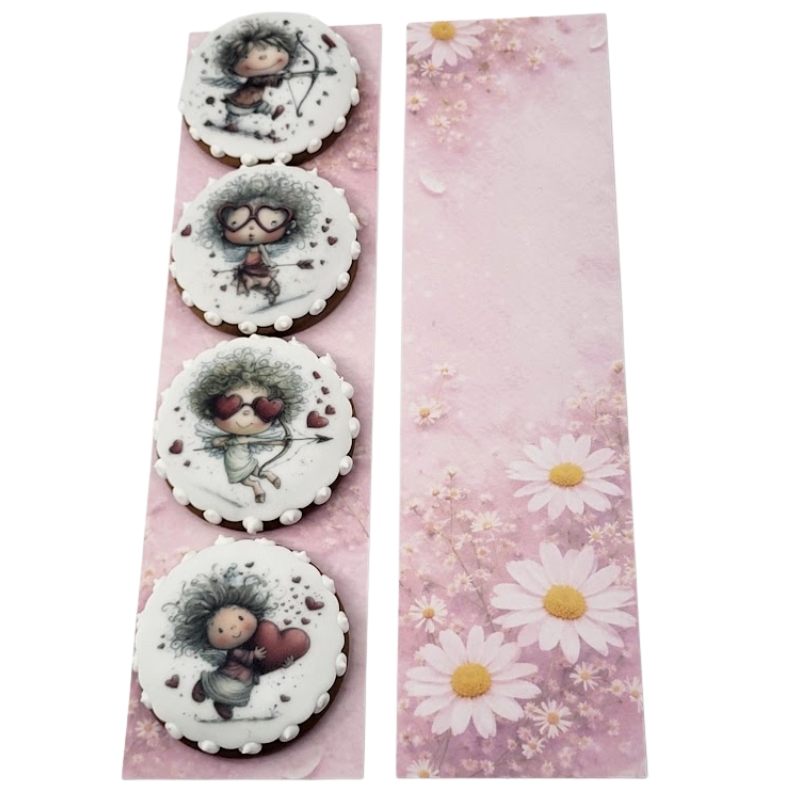 Kartička „Růžové kopretiny“ 24 × 6,5 cm – 25 ks/balení