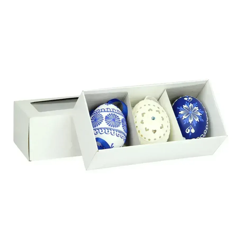 Krabička na 3 velikonoční kraslice s průhledným okénkem 13,5x6,5x4,5 cm