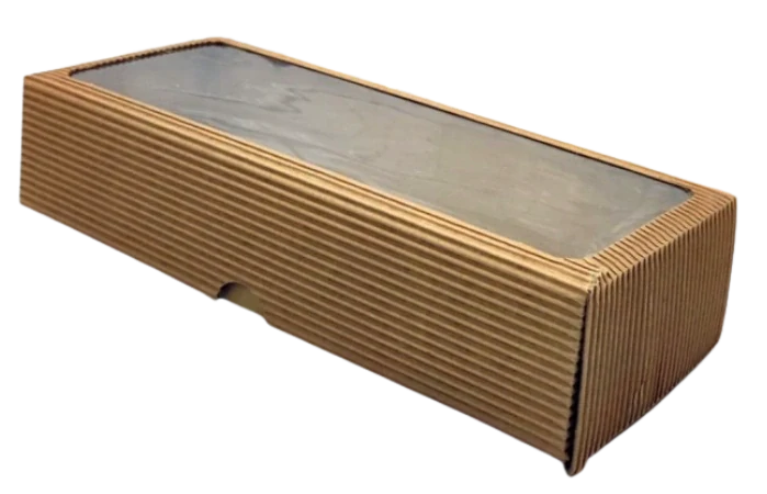 Krabička s průhledným okénkem bílá a přírodní 27x10,5x6 cm