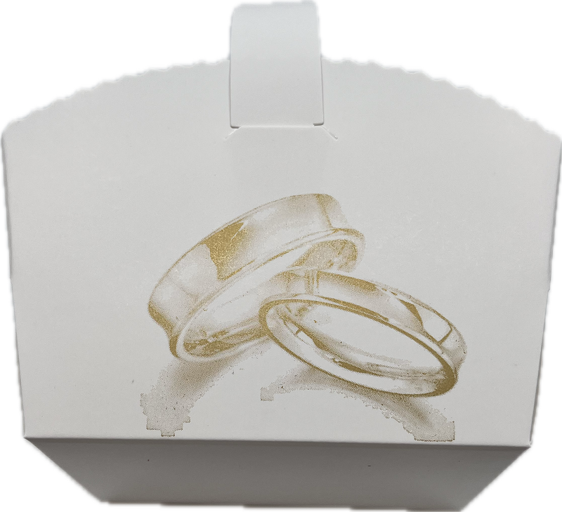 Svatební odnosový košíček s motivem "Svatební prstýnky" a "Srdíčka" 9x6x7 cm