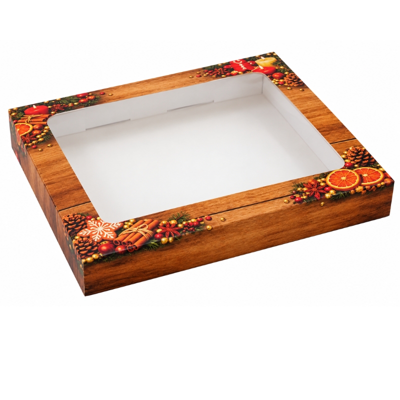 Vánoční krabička s okénkem Vůně Vánoc 1 kg 30 × 25 × 4 cm
