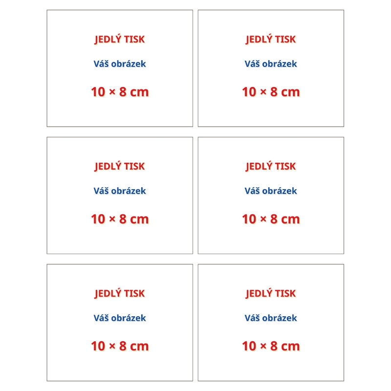 Jedlý tisk z vlastního obrázku – 6 obdélníků 10 x 8 cm – s výřezem nebo bez výřezu