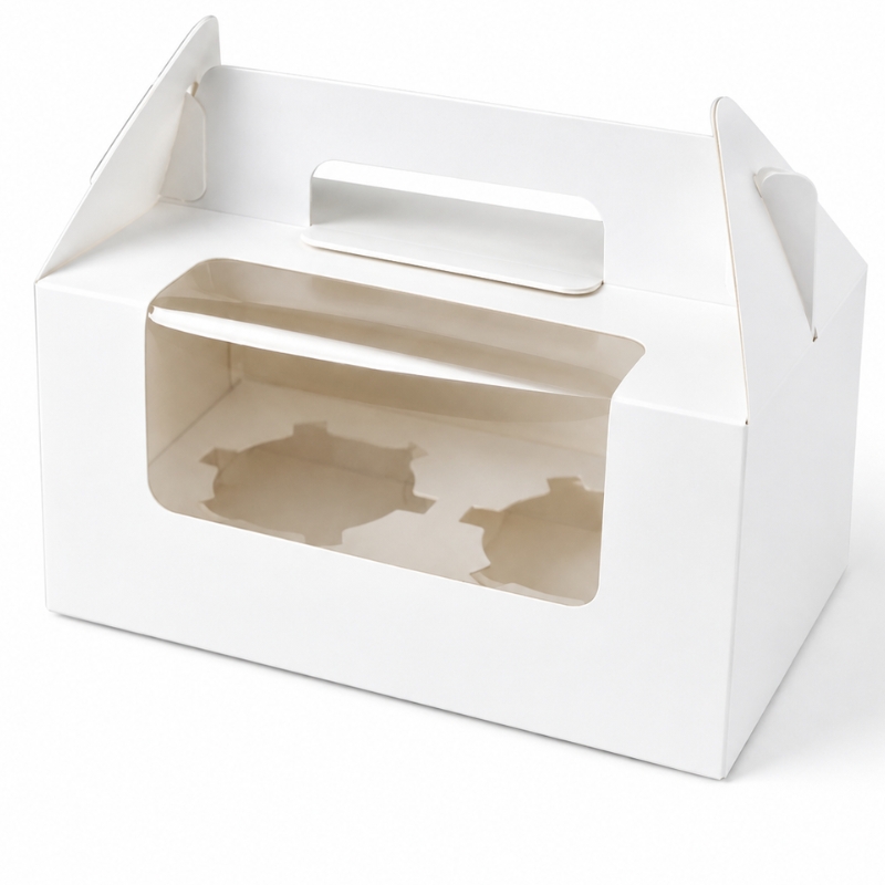 Krabička na 2 cupcakes s vložkou a okénkem 16,5 x 9,2 x 8,7 cm