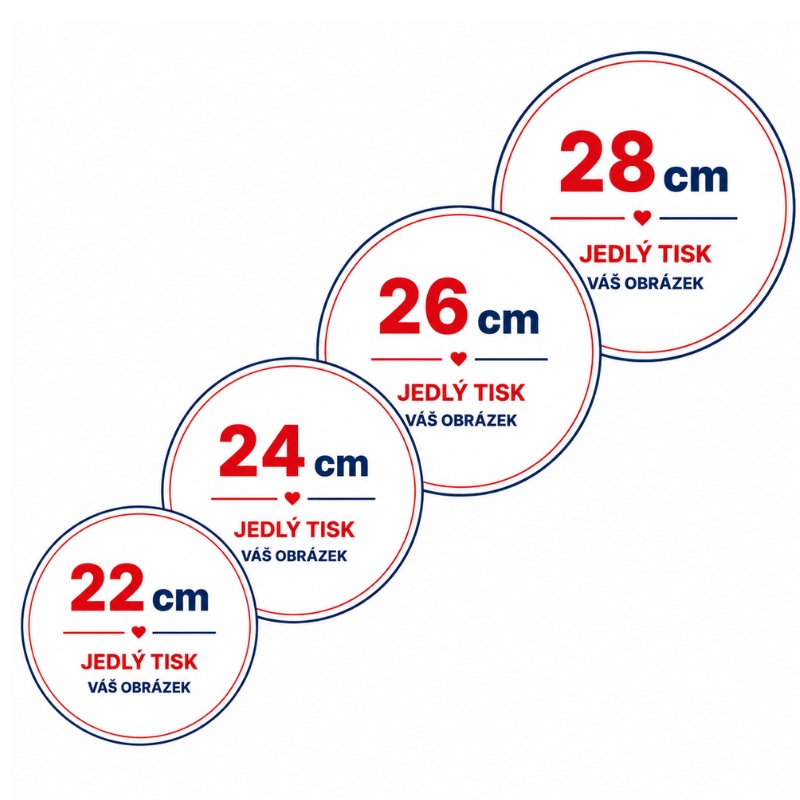 Jedlý tisk z vlastního obrázku – fondánový list bez výřezu – kruh 22 / 24 / 26 / 28 cm