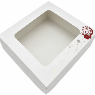 Vánoční krabička Červená ražba 18 x 15 x 3,7 cm – 0,25 kg