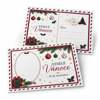 Oboustranná nepromastitelná kartička – pohlednice České Vánoce 14,8 × 10,5 cm – 10 ks