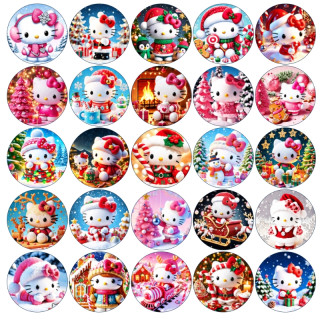 Jedlý tisk Hello Kitty – Vánoční kouzlo – 25 koleček 4 cm