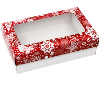 Vánoční krabička Andělské kouzlo Vánoc 25 x 15 x 7 cm na 1 kg cukroví – běžné dno / nepromastitelné dno