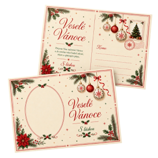Oboustranná nepromastitelná kartička – pohlednice Vánoční elegance 14,8 × 10,5 cm – 10 ks