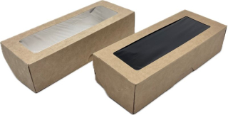 Krabička na makronky  přírodní s bílým a černým vnitřkem 17x7x4  cm