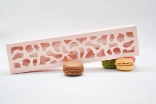 Krabička na makronky růžová se vzorovým okénkem na 10 ks  25,8x6x4 cm