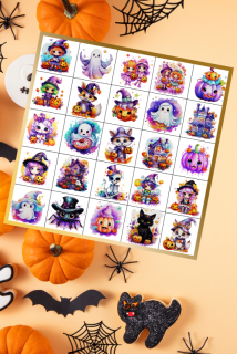 Sada na fondánový list: "Růžový Halloween   4x4 cm (kalendář 28x28x2)  25 ks/bal