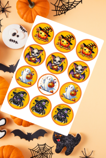 Jedlý tisk na fondánový  list A4 " Halloween oranž I."    