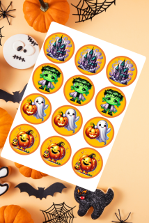 Jedlý tisk na fondánový  list A4 " Halloween oranž. 3."    