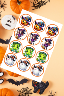 Jedlý tisk na fondánový  list A4 " Halloween 5."    12 koleček