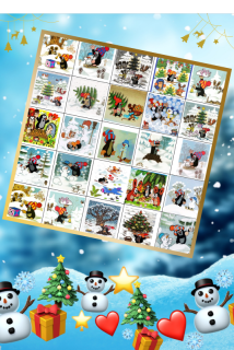 Fondánový list: Sada na adventní kalendář " Krteček"  4x4 cm (kalendář 28x28x2)  25 ks/bal