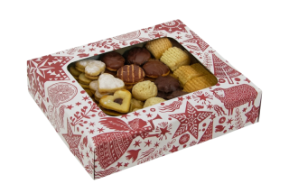 Vánoční krabička " Kouzelné vánoce II." s průhledným okénkem 1/4 kg cukroví    18x15x3,7 cm