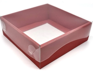 Dárková krabička korálová s průhledným víkem 15 × 15 × 5 cm 