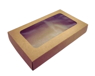 Přírodní krabička s průhledným okénkem  25x15x3,7 cm