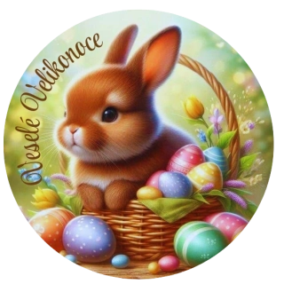 Samolepící etiketa velikonoční zajíc hnědý 3,5 cm