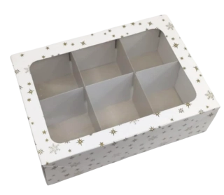 Vánoční krabička s mřížkou na 6 kouliček (8 cm)  28x19,5x9 cm